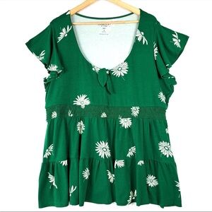 Green Floral Women's Top